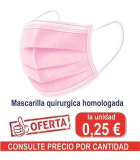 MASCARILLA QUIRURGICA ROSA 3 CAP.TIPO IIR (50